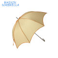 Promotion Beige Color Fashion Design Lotus Leaf Shape Wholesale 8 Rib Piping Straight Women's Umbrella Printed White Dots China